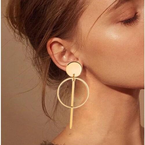 Earrings Simple Fashion 2020 Trend Round Gold Long Geometry For Women Tassel Jewelry Drop Cross Boho Gift Wholesale Earring