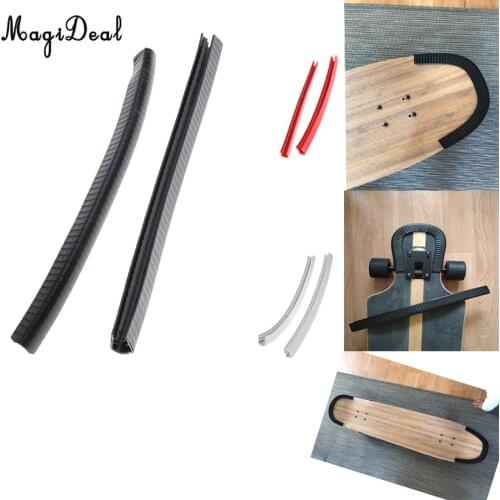 2Pcs Rubber Longboard Skateboard Deck Protection Strip Nose Guard Tail Guard Longboard Deck Anti-collision Avoid Hurting