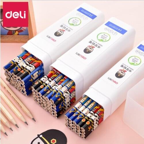 Deli Pupils Pencils Students Writing Art Painting Sketching Wooden Lead Pencil Hexagonal Penholder HB/2B Pencil Writing Supplies