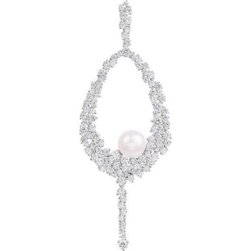 SOELLE Luxury 925 Sterling Silver Full AAA Cubic Zircon Floral Earrings with Pearl Women Shining Zirconia stones Brand Jewelry