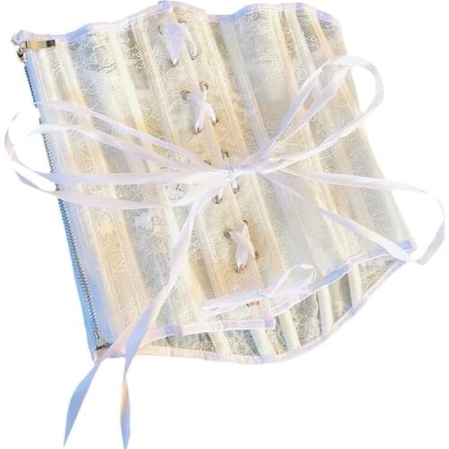 K3NF Slim Lace Hollow Tube Top Women Herringbone Lace Hollow Tube Top Tunic Hollow Pocket Lace Up Corset