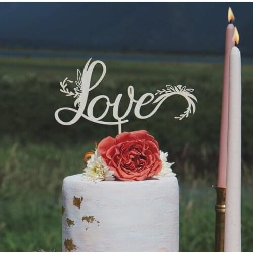 Love Cake Topper, Love floral wedding cake topper, Rustic wedding cake topper