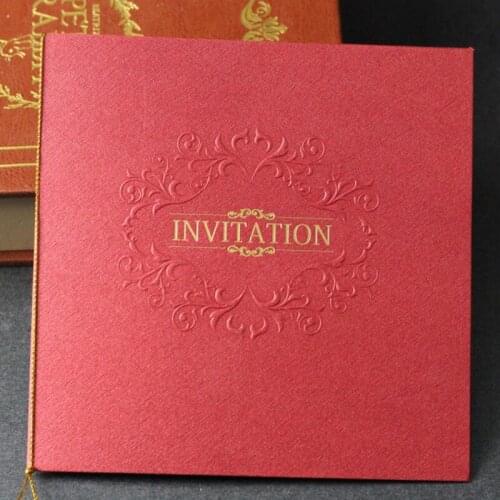 30pcs/lot Creative Folding Invitation Red Paper Greeting Card Wedding Party Invitations Birthday Thanksgiving Gift Card