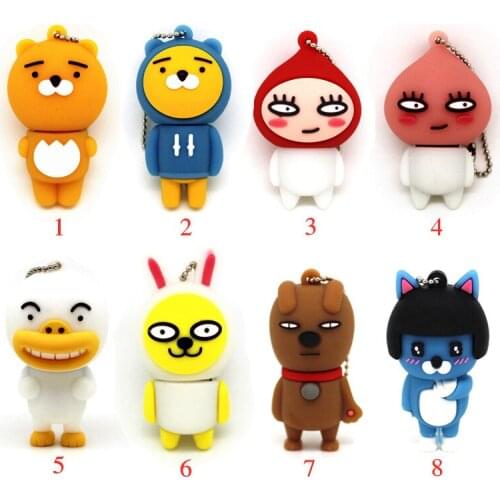 USB Flash Drive Lovely Cartoon 64GB Pen Drive 4GB 8GB 16GB 32GB 128MB USB 2.0 Thumbdrive Memory Stick Korean Doll Pendrive