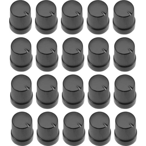 UXCELL 20Pcs 6mm Insert Shaft 10x14mm Plastic Potentiometer Rotary Knob Switches Accessories Pots Black Electrical Equipment