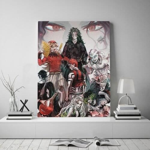 Upper Moons Kimetsu no Yaiba anime collage Canvas poster Painting wall Art decor Living room Bedroom Study Decoration Prints