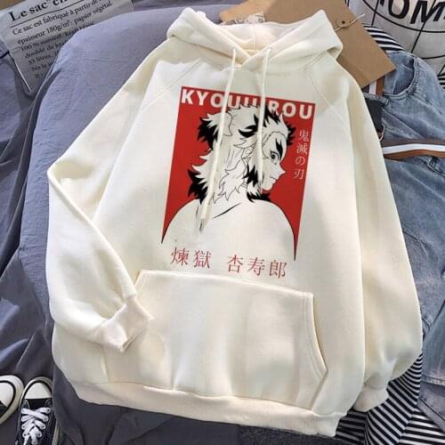 Women Hoodies V-neck Pullover Tops Loose Long-sleeves Demon Slayer Fashion Female 2021 Hot Hit Y2k Casual All-match Top Clothing