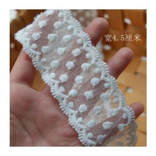 1 Meter Width 4.5cm White Mesh Embroidery Cotton Lace Ribbon Dress Lace Needlework Patchwork Sewing Accessories Lace Trims