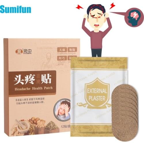 12pcs Headache Patch Relief Migraine Sickness Plaster Anti Headache Plaster Help Sleep Health Care Body Relax Herbal Stickers