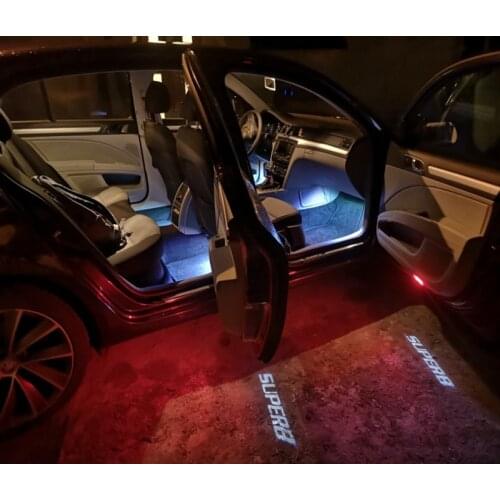 2pcs Led Car Door Light Laser Projector Lamp For Superb 2009 2010 2011 2012 2013 2014 2015 2020 Welcome Light Logo Car Styling