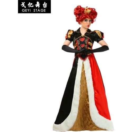 2019 Adult Women Alice in Wonderland Queen of Hearts Costume cosplay halloween Christmas Carnival Fantasia Party Dress Outfits