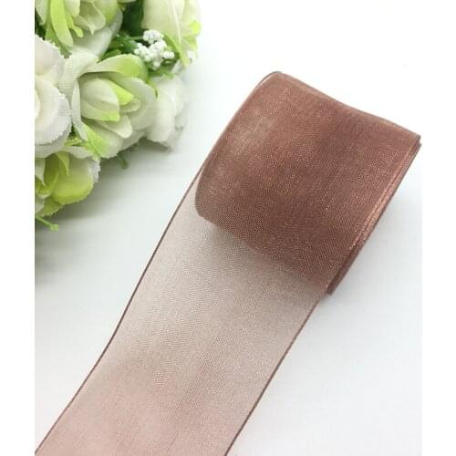 5 Yards/Lot 1-1/2" (38mm) Brown Organza Ribbon Bow Hair Wedding Decoration Lace Crafts