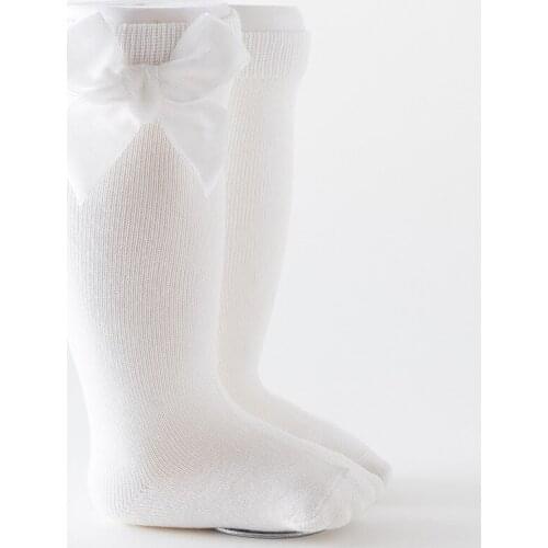 8pair/lot Warm Spain Velvet Big Bowknot Socks Baby Princess Gift Box Girls Full Moon Middle-long Stockings