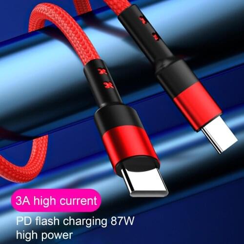 87W 3A/5A Double-head C to C 5-Core Male to Male PD Fast Charging Data Cable