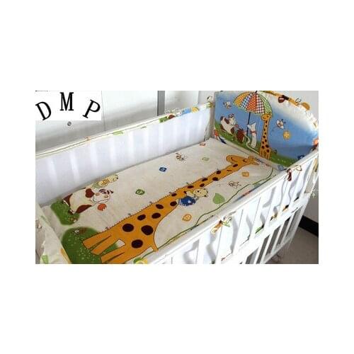 Promotion! 5PCS Mesh baby bedding bed around newborn climb pad cotton crib bedding set ropa de cama,include(4bumpers+sheet)