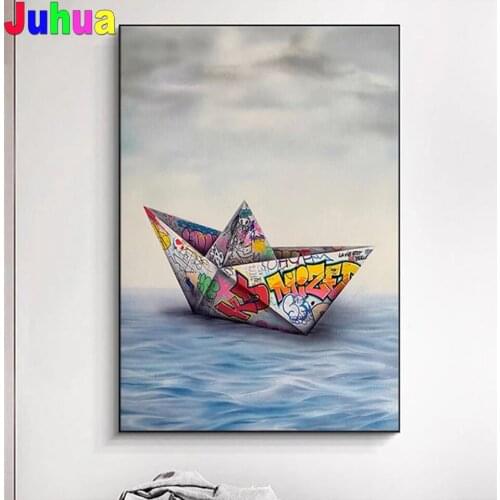 Drifting Paper Boat 5d DIY Diamond Painting Full Square/Round Diamond Embroidery Mosaic Modern Graffiti Art home decor