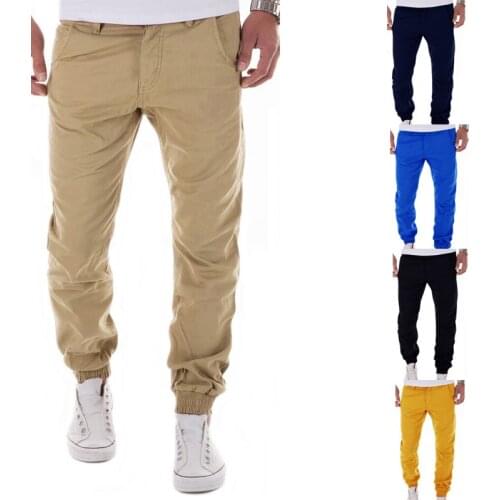 Mens Pencil Trousers Solid Color Middle Waist Long Cross-Pants with Zipper Fly Casual Loose Trousers