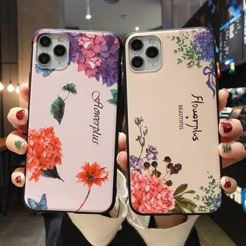 Phone case For iphone 12 Mini 11 Pro XS MAX X XR 6s 7 8 Plus SE 2 Fashion art flowers soft TPU iphone 11 cover funda shockproof