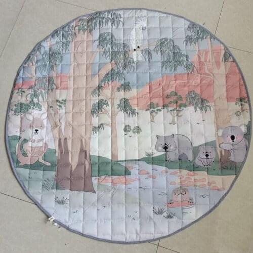 Baby Play Cushion Mat Crawling Carpet Kids Room Floor Rug Round Cartoon Animal Forest Printed Game Pad Playmat Children 69HE