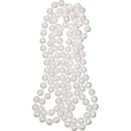 Long Artificial Pearl Necklace White Jewelry Accessory for Flapper Girl Costume 1920s