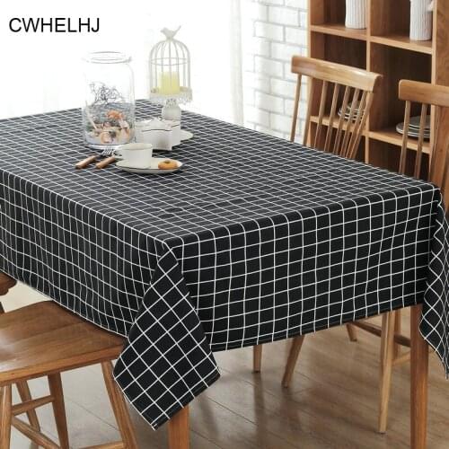 Classic Black/White Plaid Rectangular Table Cloth Linen Cotton Party Household Hotel Restaurant Meeting Decoration Tablecloth