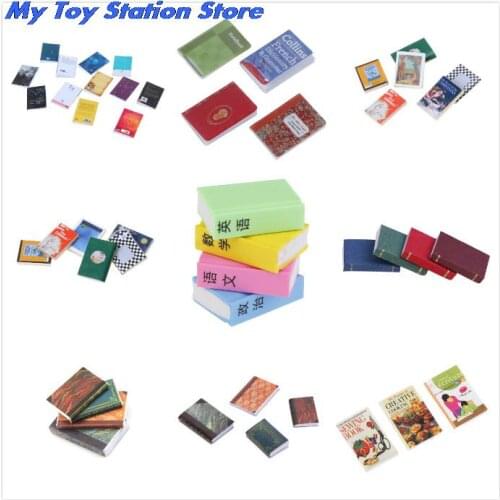 Dollhouse Miniatures 1:12 Accessories Mini Book Toy Miniaturas Miniature Doll House Furniture Wooded Books Random 1pc