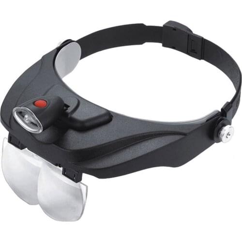 Hands Free Magnifying Glasses Headband Magnifier Head-mounted With LED Light Loupe Visor For Jewelry Electronics Watch Repair