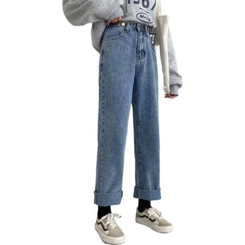 Fashion Korean Style Jeans Women EA Loose All-Match Ulzzang Students Spring Vintage Streetwear Denim Trousers Vaqueros Mujer