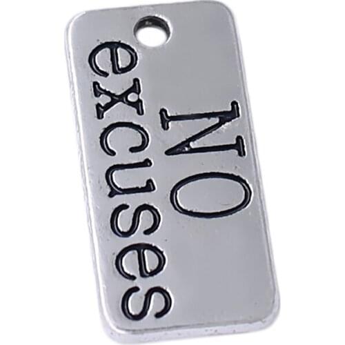 Fashionable double-sided carving NO EXCUSES symbol time to monitor their metal pendant