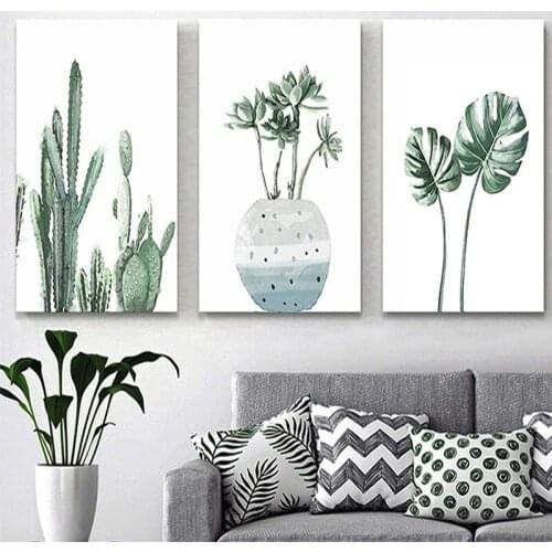 Customizable Succulent Fresh Green Leaf Plant Wall Painting Photography Art Canvas Printing Home Still Life Decor Poster Picture