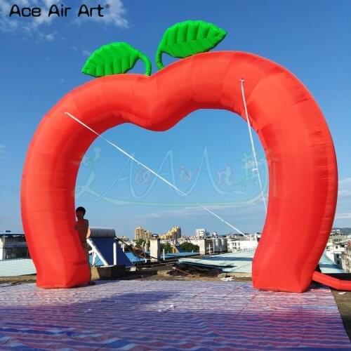 Newly Design 5m Wide Big Red Inflatable Apple Arch For Wedding ,Party,Playground Decoration Free Air Blower