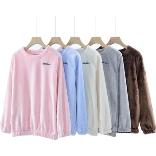 Autumn and winter fairy warm long-sleeved jacket coral fleece pajamas flannel pullover Korean thick cute home service