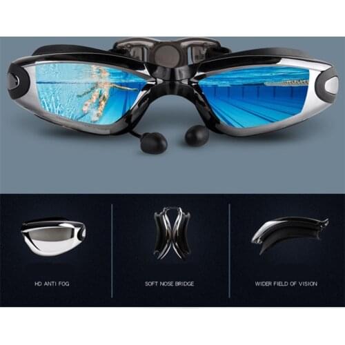 Swim Cap Swimming Glasses Anti-fog Waterproof Swim Goggles Earplug Pool Equipment for Men Women Kids Adult Sports Diving Eyewear