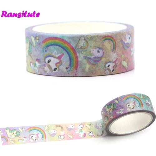 Ransitute R366 Rainbow Horse Washi Tape Manual DIY Color Decorative Paper Tape Hand Account Sticker Student Supplies