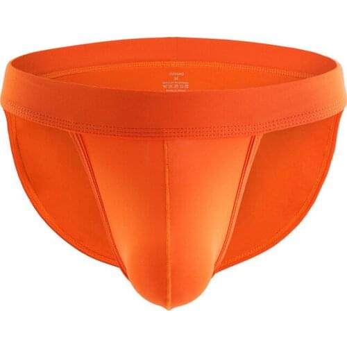 Sexy Underwear Men Briefs Ice Silky Breathable Panties Men Bikini Solid Seamless Low Waist High Fork Soft Underwear Plus Size