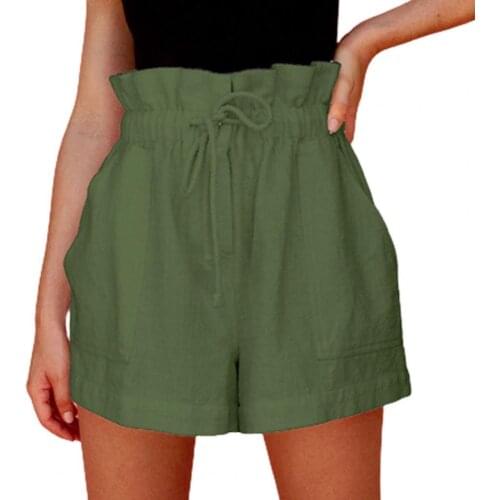 Summer Women Shorts Solid Color Wide Leg Loose Drawstring Pockets Short Slim Wide Leg A-line Shorts Woman Streetwear Short