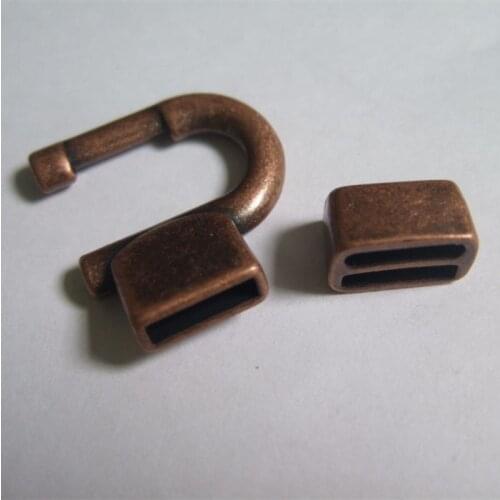 5 Sets Antique Copper U Tip Clasp For 10x2mm Flat Leather Bracelet Making