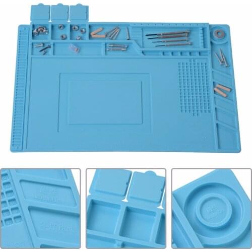 Heat Insulation Silicone Pad Maintenance Platform for BGA Soldering Iron Repair Station Mat with Magnetic Section Scale Ruler