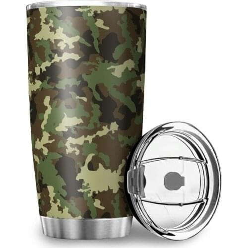 1Pc 600ML Military Camouflage Print Water Bottle Stainless Steel Leakproof Car Water Cup Double Vacuum Insulated Cup Juice Mug
