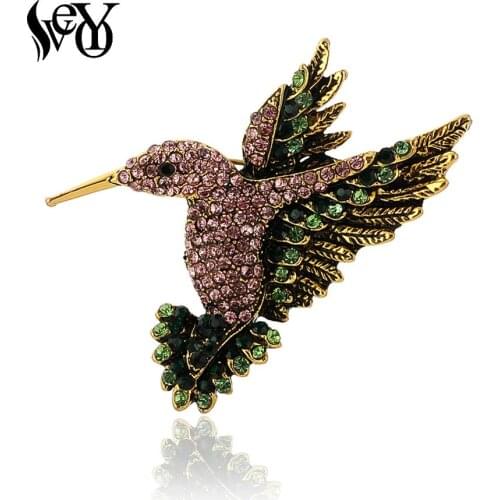 VEYO Fashion Cute Hummingbird Brooch Pin for Women Elegant Brooches Clothes Jewelry Gift