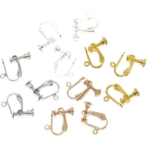 10pcs Round Head Screw Ear Clip DIY Handmade Clip On Earrings Parts No Pierced Ear Clips For Jewelry Making Supplies 15*13mm