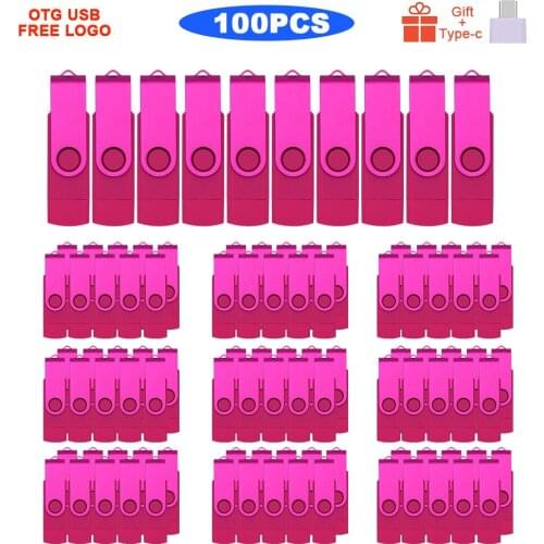 100pcs/lot Free Logo USB Flash Drive 64GB 32GB 16GB 8GB 4GB Pendrive Type-C USB2.0 Memory Stick for Android Phone PC Multi-color