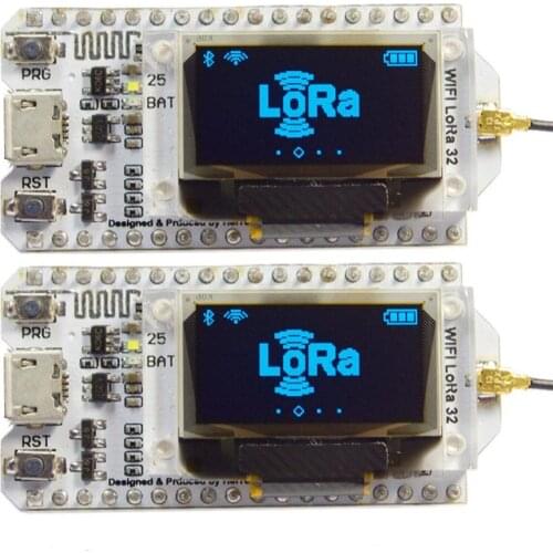 2Pcs 868MHz SX1276 ESP32 LoRa 0.96 Inch Blue OLED Display Bluetooth WIFI Lora Kit 32 Module IOT Development Board