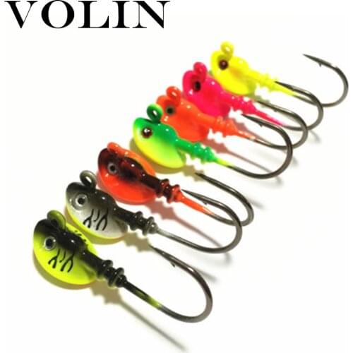 Volin NEW 2pcs Fishing Hooks 7g/10g/14g/21g Jig Head Bait Multicolor Fishing Hook for Soft Wom Lead Hook Hard Bait