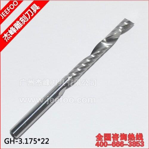 3.175*22mm Single Flute End Milling Cutters, Tungsten Steel Solid Carbide Router Bits Set for Smooth Cutting Wood