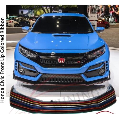 Honda Civic Fc5 Colorful Front Bumper Attachment Lip Splitter Universal Diffuser Lip Body Kit 3 PC Protecter Red Blue Green