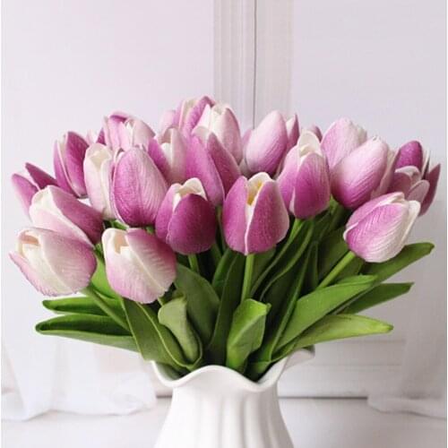 5PCS Tulip Artificial Flower Real Touch Artificial Bouquet Fake Flower for Wedding Decoration Flowers Home Garen Decor