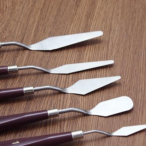 HeyMamba 5pcs Stainless Steel Spatula Baking Pastry Tools Fondant Cream Mixing Scraper Oil Painting Shovel for Painting Knife