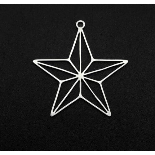 5pcs/lot 100% Stainless Steel 30x31mm Star DIY Charm Earring Finding Wholesale Top Quality Never Fade Finding Supplies