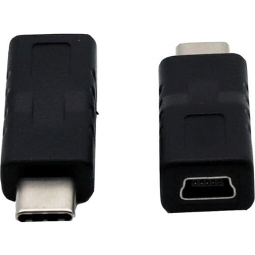 5x USB 3.1 Type-C Male to Mini 5pin Female Jack Charging Data Adapter Converter Type C Male to Mini Female Straight Black